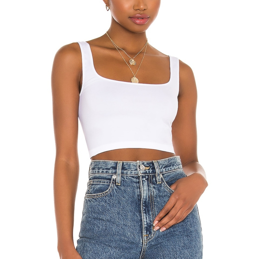 Free People Scoop Neck Crop Top in White